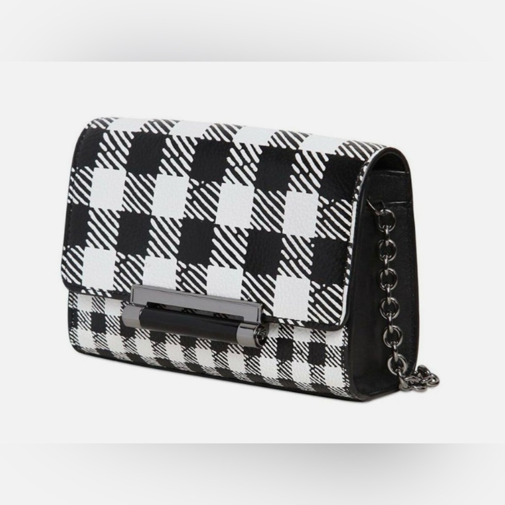 Diane Von Furstenberg Black And Checkered White Mini Crossbody NEW